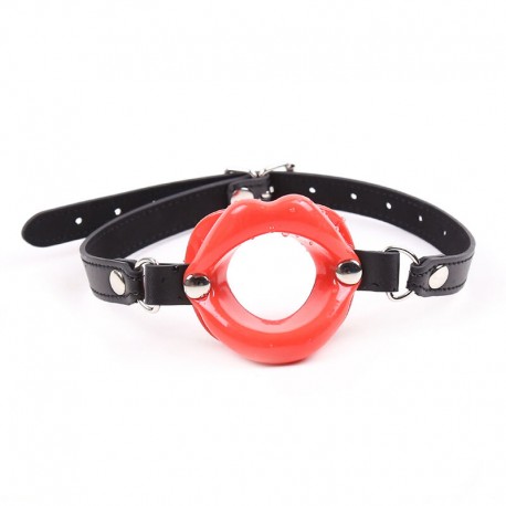 Bâillon écarteur en forme de bouche en silicone rouge