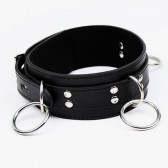 Collier BDSM 3 anneaux avec sa laisse