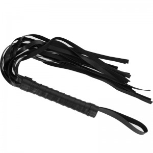 Flogger martinet en cuir végétal noir Black Line - Impact Play BDSM