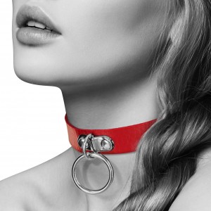 Collier BDSM choker rouge - Malins-Plaisirs.com