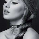 Collier BDSM choker noir 2 anneaux