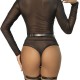 Harnais de corps cuir - Lingerie bondage Malins-Plaisirs - Porté par un modèle féminin de dos