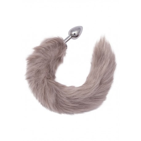 Plug anal fourrure loup gris - Boutique BDSM Malins-Plaisirs