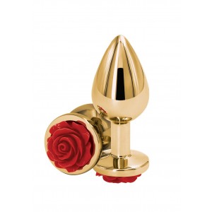 Bijou d'anus plug avec rose rouge - Boutique BDSM Malins-Plaisirs