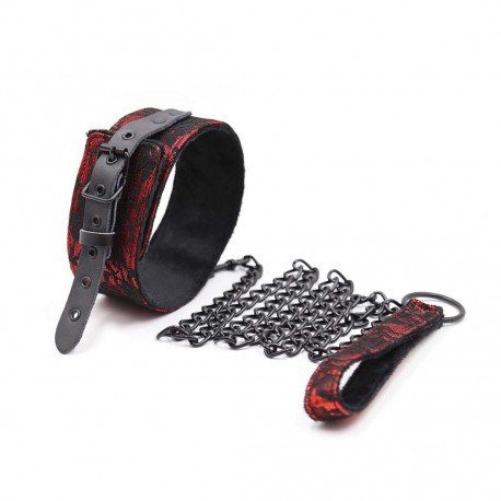 Collier dentelle et cuir Baroque - Boutique BDSM Malins-Plaisirs