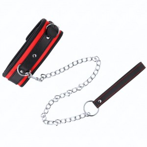 Collier de bondage 3 anneaux doublé - Accessoires BDSM Malins-Plaisirs