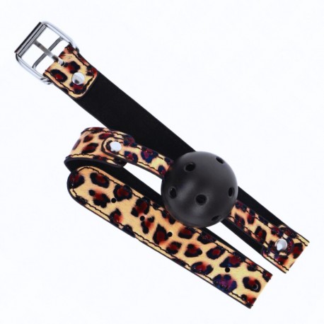 Bâillon boule respirable léopard - Accessoire BDSM Malins-Plaisirs
