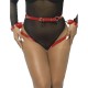 Harnais de bondage de cuisses vu de face sur modèle féminin - Accessoires BDSM Malins-Plaisirs