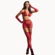 Ensemble 5 pièces rouge avec strass - Lingerie soumise Malins-Plaisirs