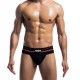 Jockstrap homme noir vue de face – lingerie fetish confortable