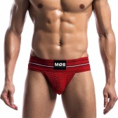 Jockstrap rouge fesses nues – sous-vêtement homme BDSM