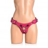 Harnais Strapon Corset en Cuir Rose Femdom
