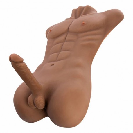 masturbateur gay réaliste avec gode 19cm et anus serré