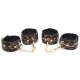 Vue d’ensemble du kit bondage léopard 7 pièces – menottes, collier, laisse et masque