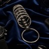 Cockring acier et cuir 7 anneaux