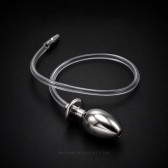 Plug anal acier avec sonde urétrale et tuyau BDSM - Piss Plug