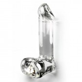 Gode en verre réaliste avec testicules Crystal Dildo ToyJoy Glass Worxx