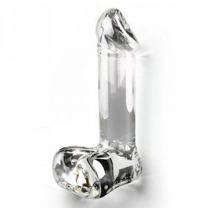 Gode en verre réaliste avec testicules Crystal Dildo ToyJoy Glass Worxx