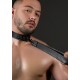 Collier BDSM en similicuir noir avec laisse courte
